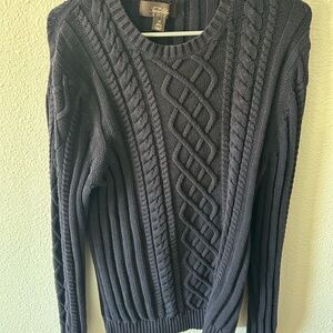 Barbour Dark Gray Cable Knit Crewneck Sweater